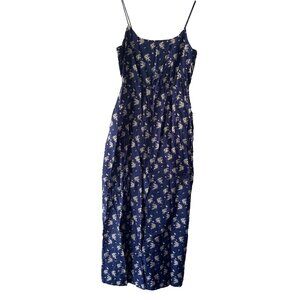 J. CREW Womens Dress Maxi Spaghetti Strap Lined Cotton Blue White, size 10